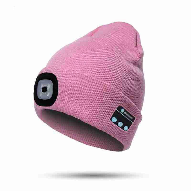 Winter Knitted Beanie Hat Cap with Light Earphone Bluetooth Led Light Luminous Outdoor Torch Handfree Music Mic Speaker Headphone Hat