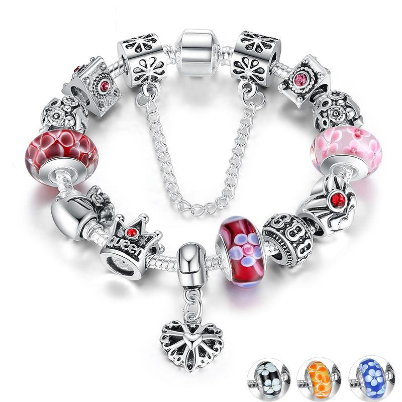 Doracy - Doracy  Queen Crown Crystal Charm Murano Glass Beads  With Silver Plated Bangles,Bracelets And Jewelry for Ladies. Perfectly Designed for Classic Ladies and Women - Bracelets, Caps Hats  Queen Crown Crystal Charm Murano Glass Beads  With Silver Plated Bangles,Bracelets And Jewelry for Ladies. Perfectly Designed for Classic Ladies and Women - Caps Hats Bracelets Swimming Running Cycling  Fashion