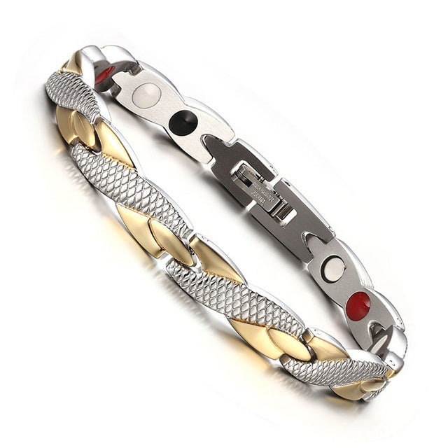 4 IN 1 Energy Stainless Steel Bracelet Magnetic Health Care Relief